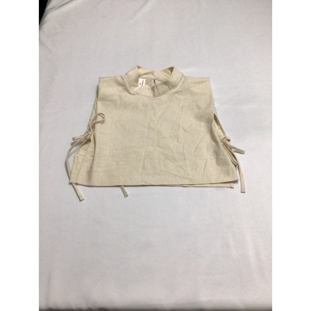 Commense Beige Sleeveless Mock Neck Open Side Tie Crop Top XS